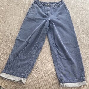 Topshop Blue Pinstripe Wide-Leg Jeans